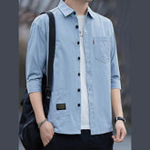 CASUAL SHIRT - 100% COTTON , COLOR: LIGHT BLUE , SIZE: L - Mabrook Hotel Supplies